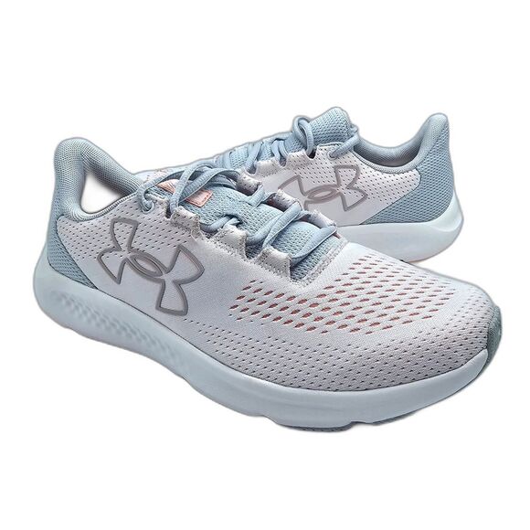 Under Armour Charged Pursuit Running Shoes White Grey Pink Women's Size 9 - Picture 1 of 7